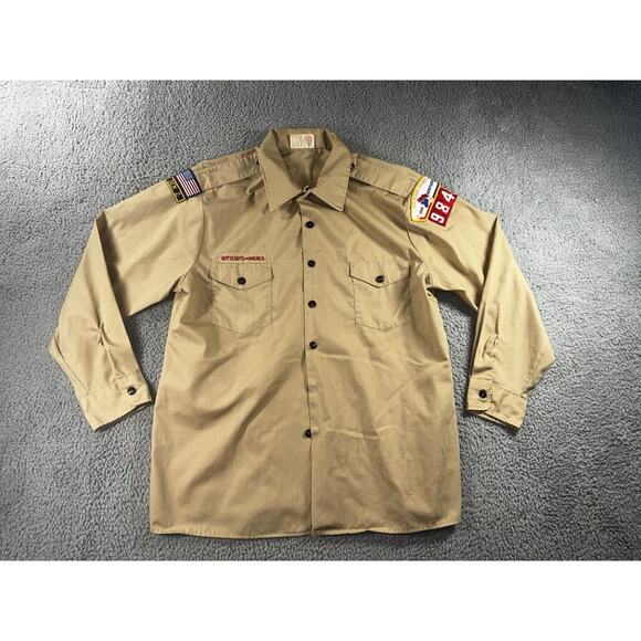 Boy Scout Of America Shirt Men XL Button Up Long‎ Sleeve Official Uniform Patch - Picture 1 of 6